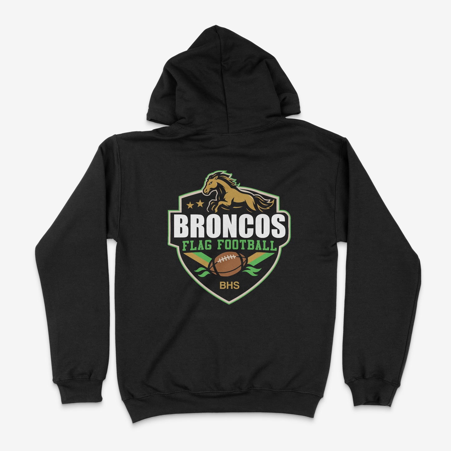 Double Sided Banning Broncos Flag Football Hoodie