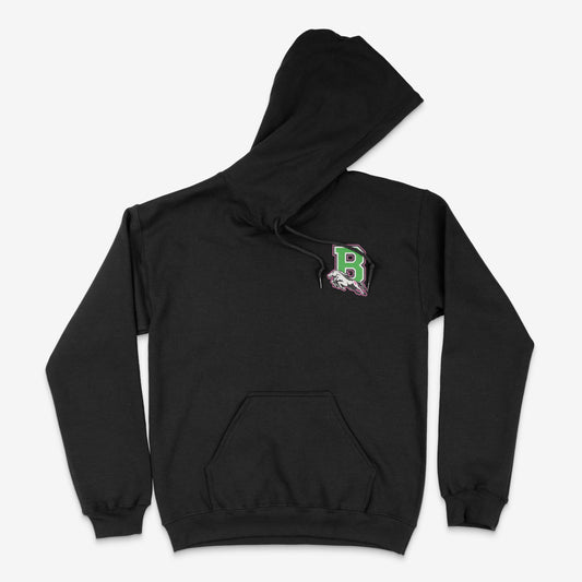 Double Sided Banning Broncos Flag Football Hoodie Pink Accent