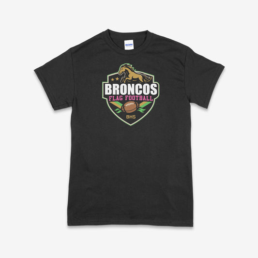 Banning Broncos Flag Football 2025 Tee Poly/Cotton Pink Accent